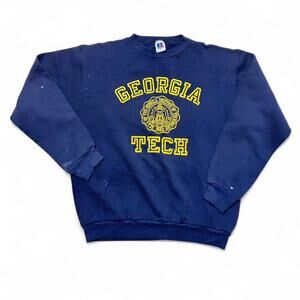 Georgia Tech Yellow Jackets 80s Russell Athletic Navy Yellow Sweatshirt Medium
